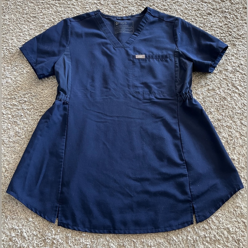 Figs Women's Maternity Navy Blue Scrub Top